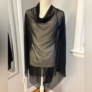 Marcella NYC, NWT! Veronica Sheer Black Mesh Tunic, Medium